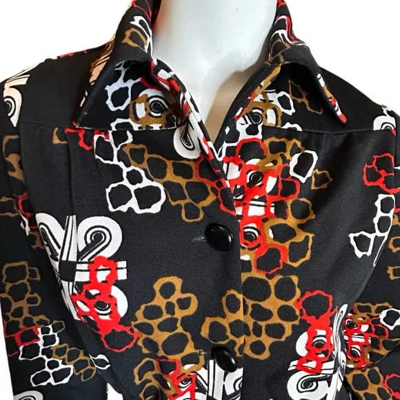 Vintage 70s Mister Robert Black Red Blazer Medium