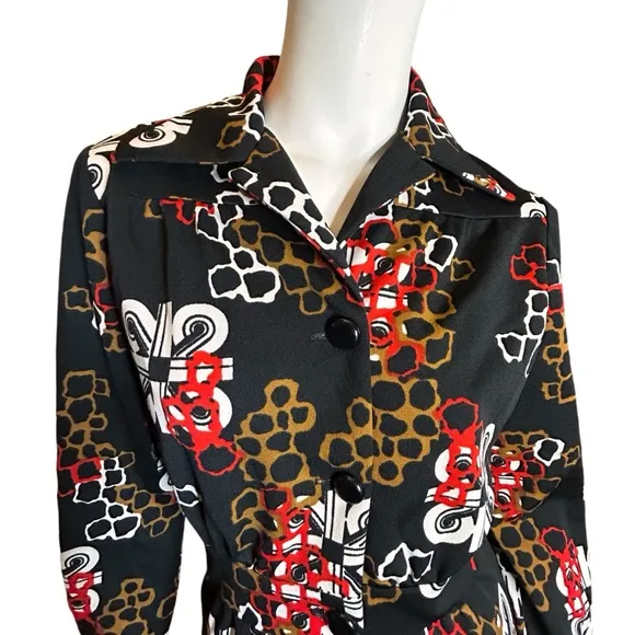 Vintage 70s Mister Robert Black Red Blazer Medium