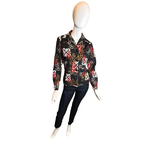 Vintage 70s Mister Robert Black Red Blazer Medium