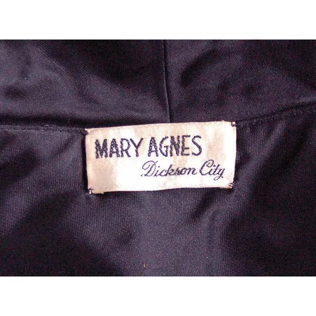 Vintage Black Satin Short Evening Jacket Mary Agnes 1950 41" Bust Small