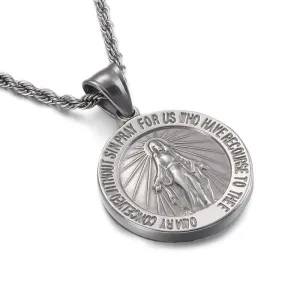 Vintage Commemorative Coin Alphabet Virgin Mary Virgencita Necklace