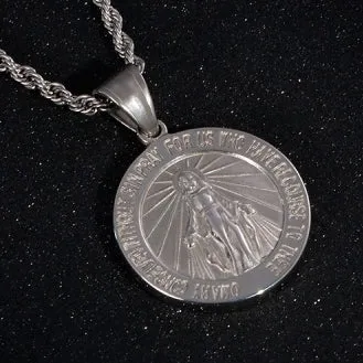 Vintage Commemorative Coin Alphabet Virgin Mary Virgencita Necklace