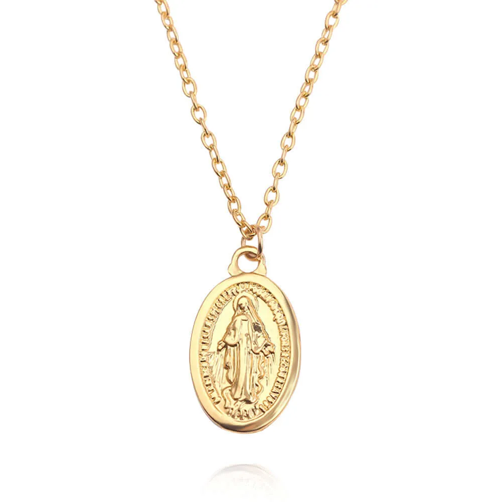 Vintage Gold & Silver Virgin Mary Charm Chain Virgencita Necklace