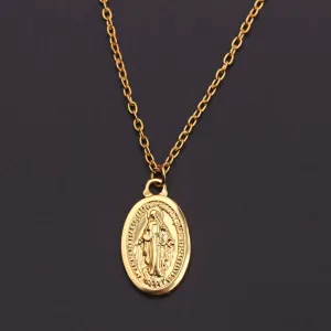 Vintage Gold & Silver Virgin Mary Charm Chain Virgencita Necklace
