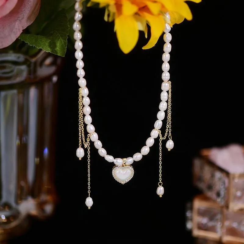 Vintage Heart Pearl Choker - Jane