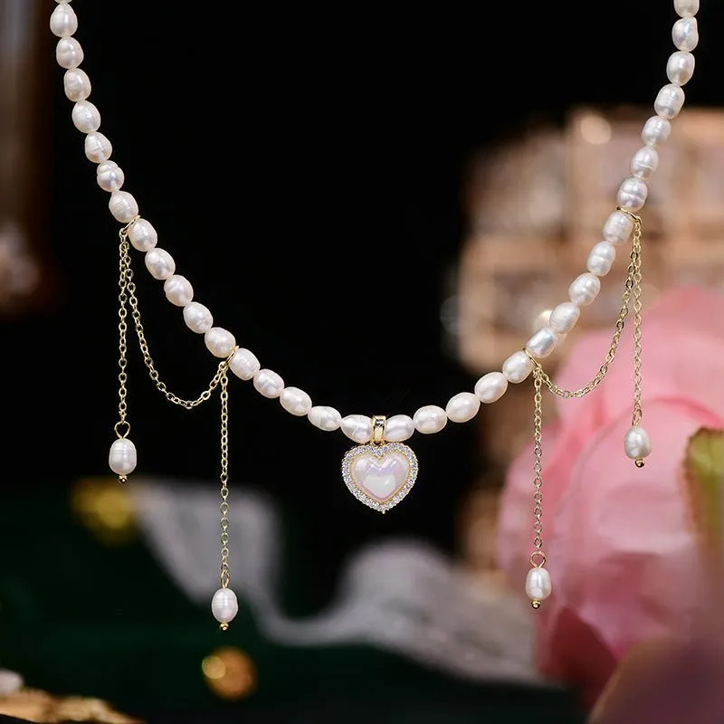 Vintage Heart Pearl Choker - Jane