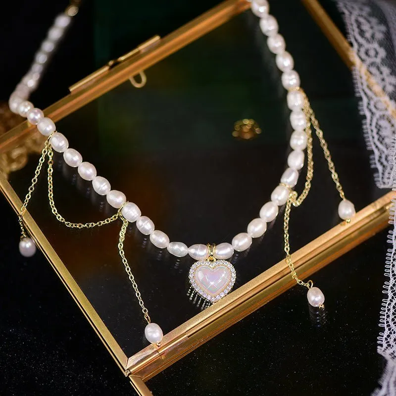 Vintage Heart Pearl Choker - Jane