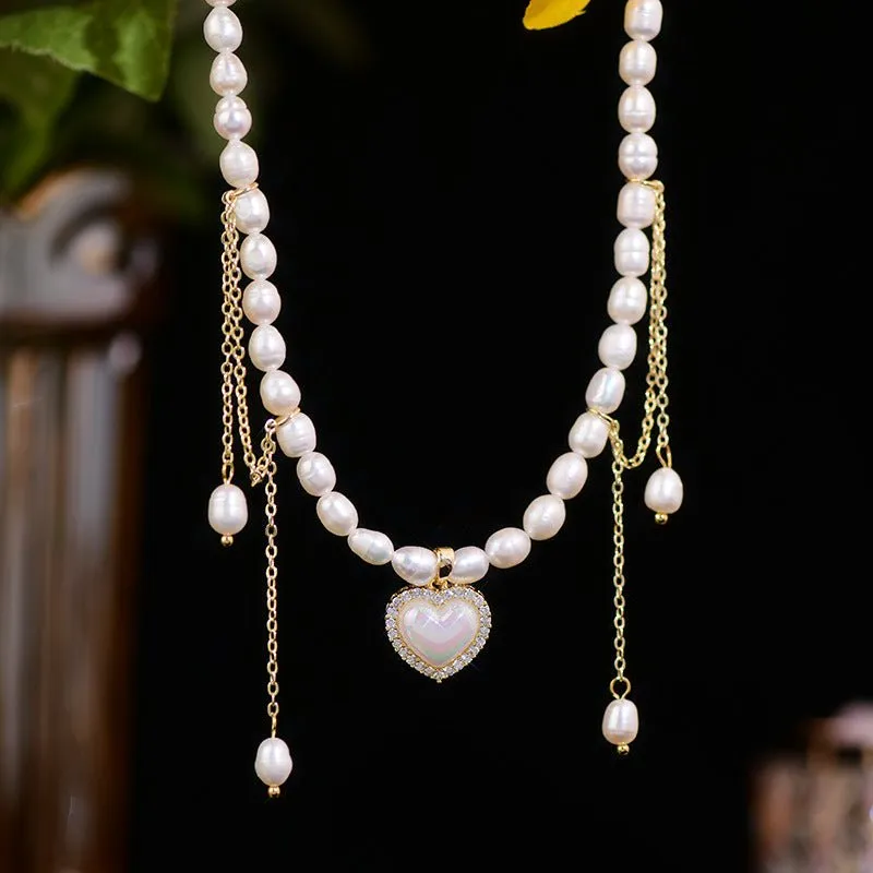 Vintage Heart Pearl Choker - Jane