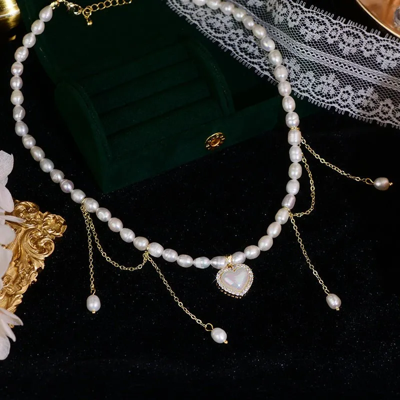 Vintage Heart Pearl Choker - Jane