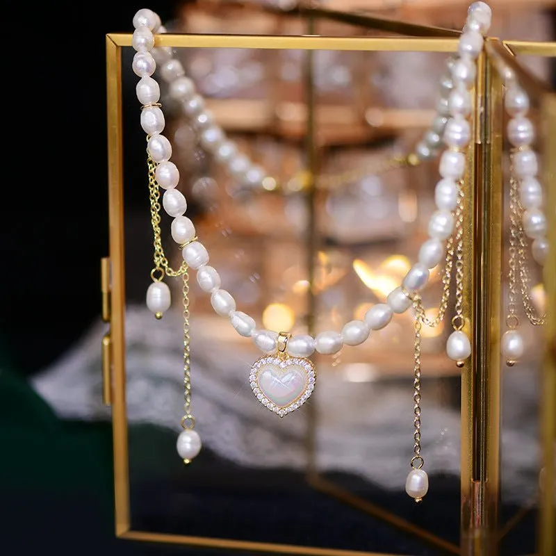 Vintage Heart Pearl Choker - Jane