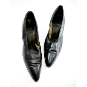 Vintage Ladies Black Leather Pumps w/Louis Heel 1920s Size 7.5N  Sorosis