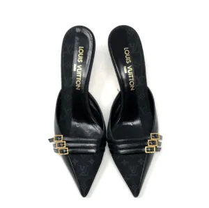 VINTAGE: Louis Vuitton Black Closed Toe Fabric Monogram Mule