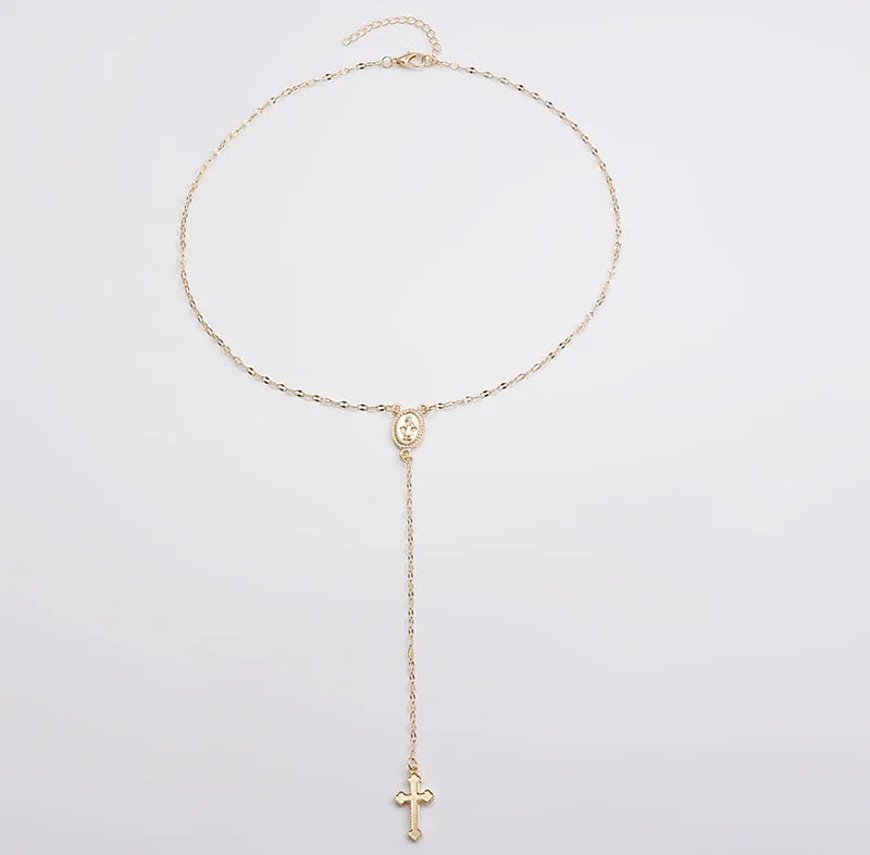 Vintage Madonna of the Cross Tassel Virgencita Necklace