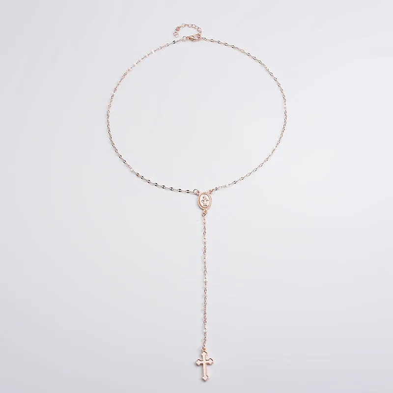 Vintage Madonna of the Cross Tassel Virgencita Necklace