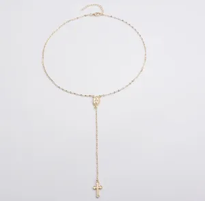 Vintage Madonna of the Cross Tassel Virgencita Necklace