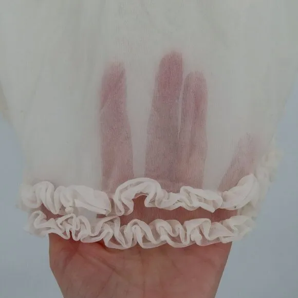 Vintage Mary Barron Womens Large Pale Pink 3 Layer Slip Skirt Swing Ruffle Hem