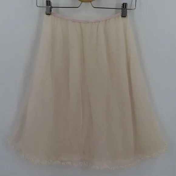 Vintage Mary Barron Womens Large Pale Pink 3 Layer Slip Skirt Swing Ruffle Hem