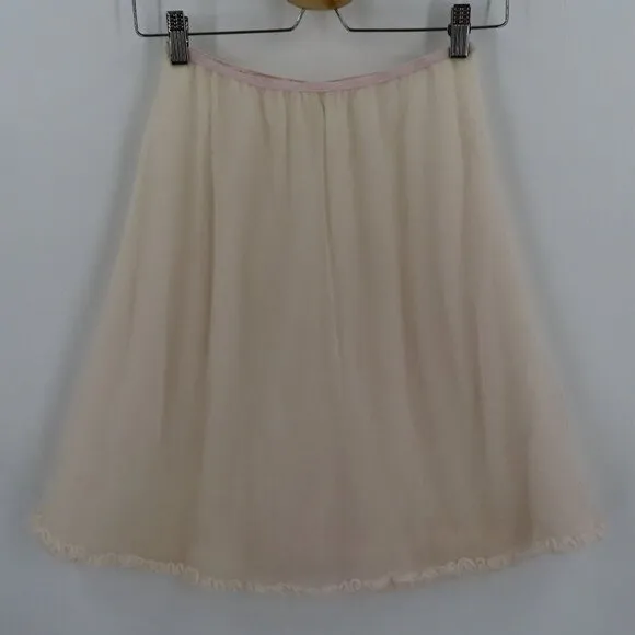 Vintage Mary Barron Womens Large Pale Pink 3 Layer Slip Skirt Swing Ruffle Hem