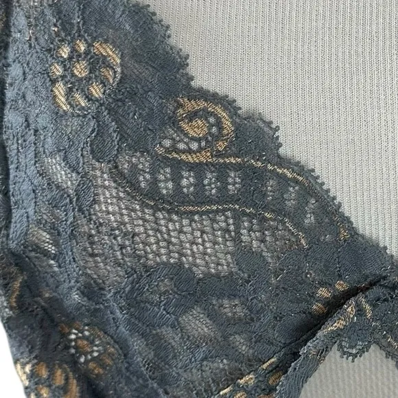 Vintage Mary Green Silk Sheer Mesh &amp; Lace Fairy Slip Dress Nightie Small Grey