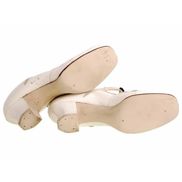 Vintage Mary Jane Shoe Ties 1920's Unique WOmens  Sz 5B NIB Brown Bilt Ivory