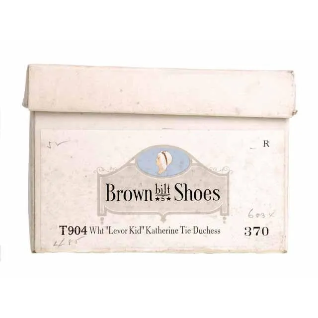 Vintage Mary Jane Shoe Ties 1920's Unique WOmens  Sz 5B NIB Brown Bilt Ivory