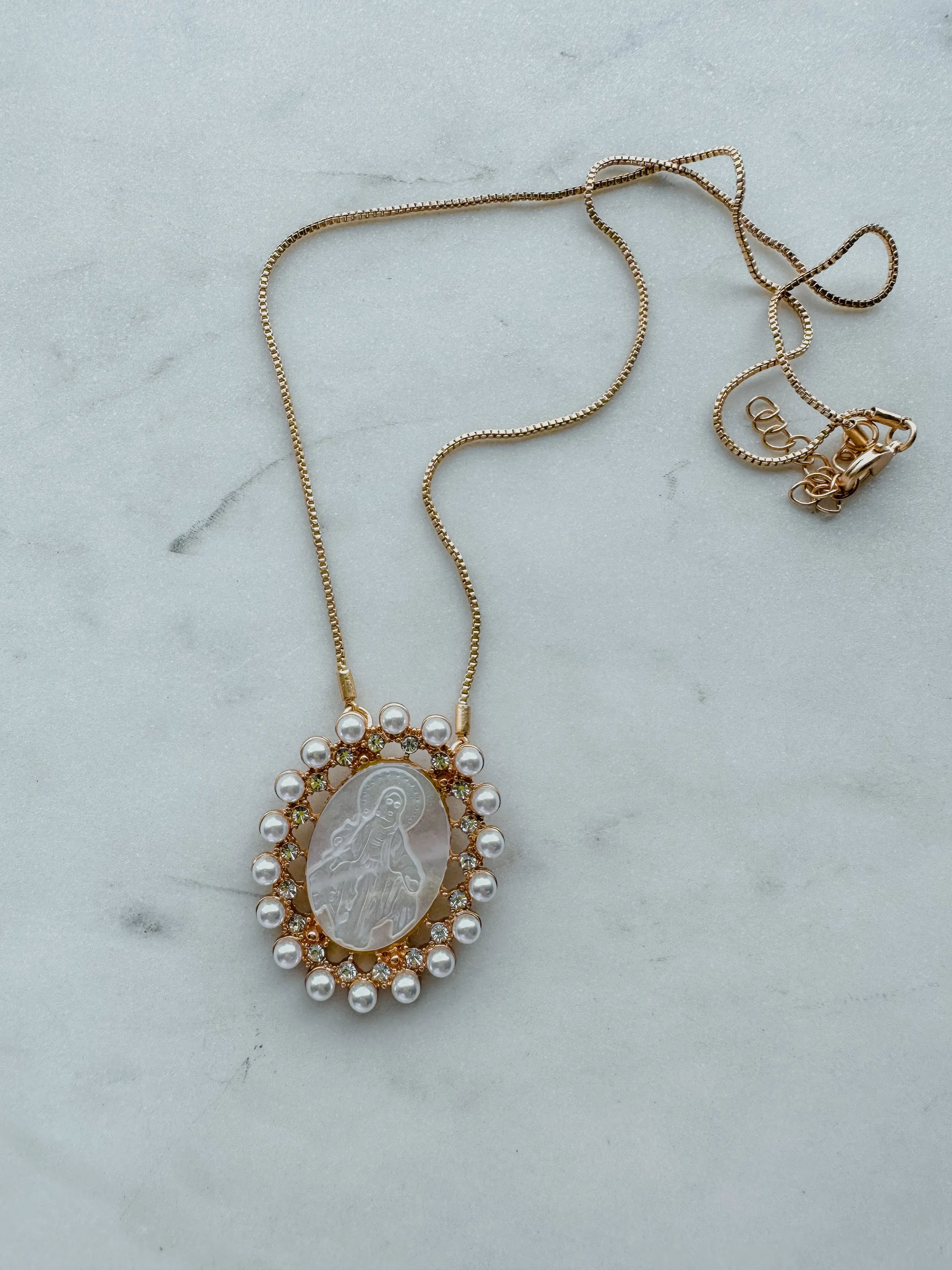 Vintage Pearl Mary Necklace