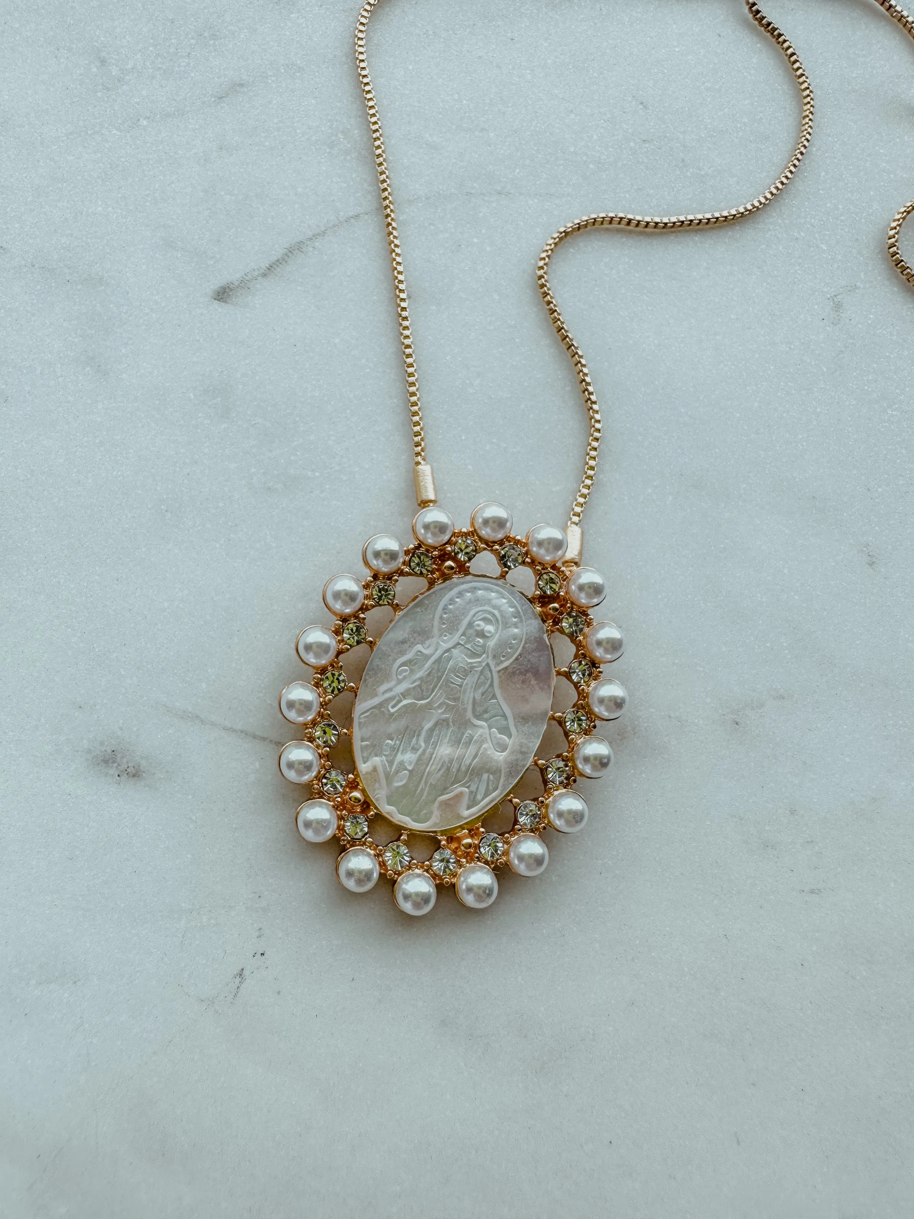 Vintage Pearl Mary Necklace