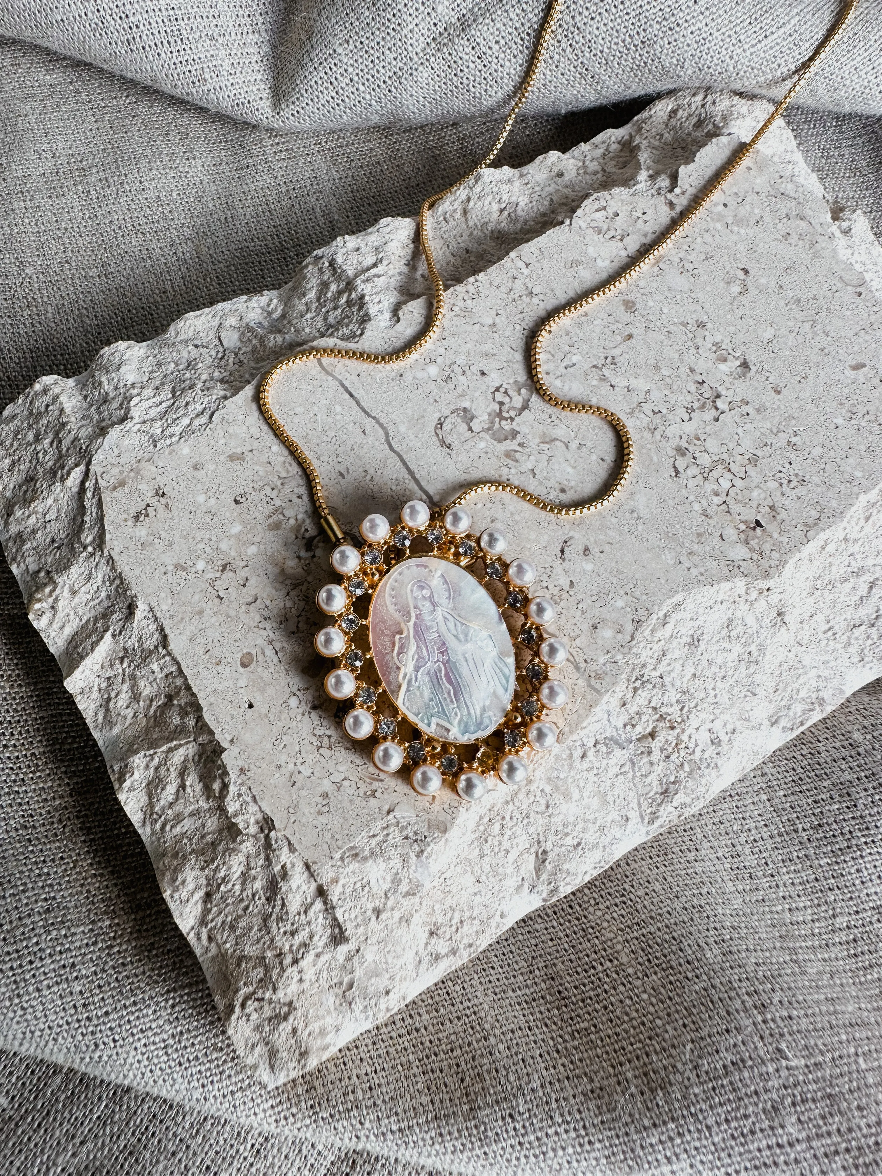 Vintage Pearl Mary Necklace