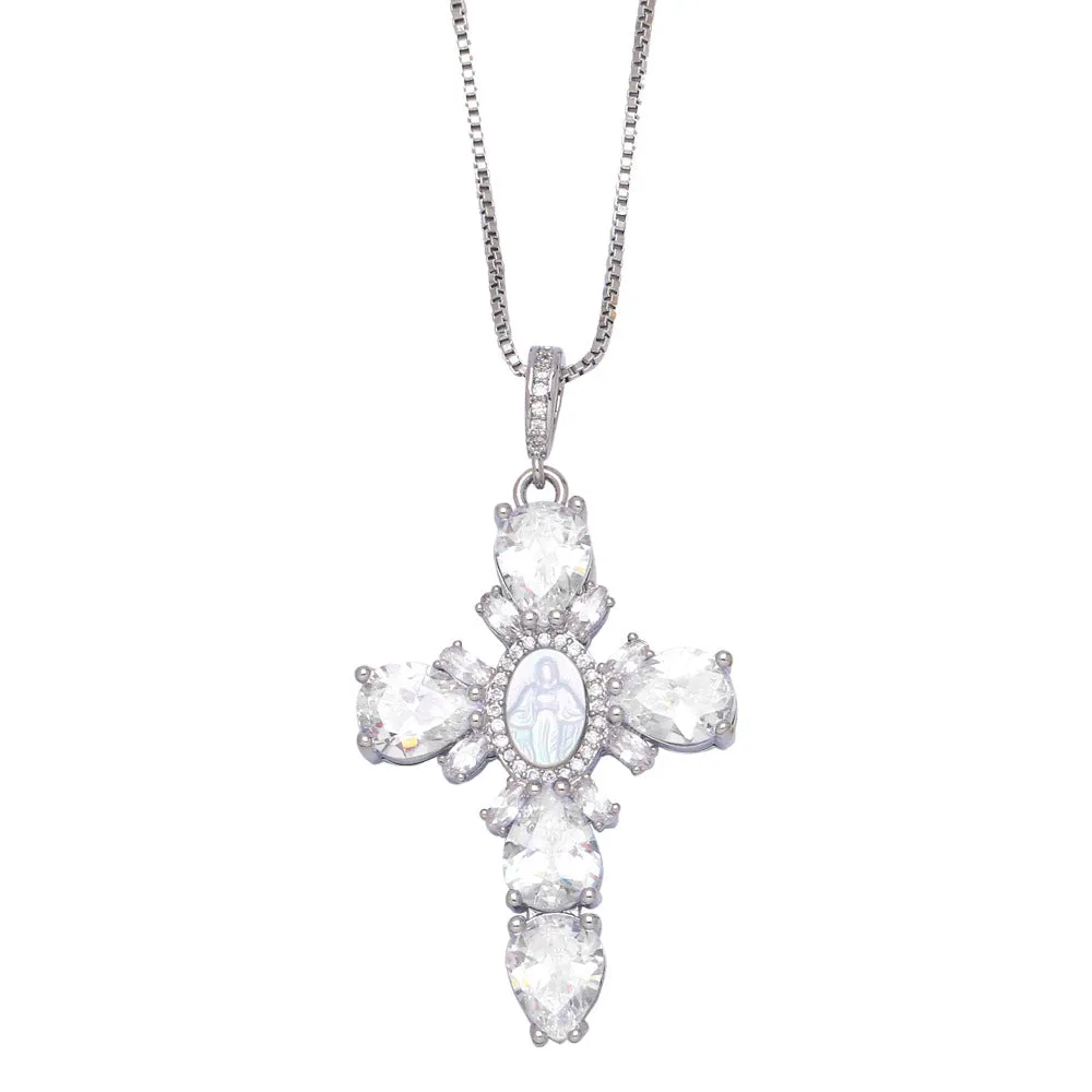 Vintage Religious Virgin Mary Cross Virgencita Necklace