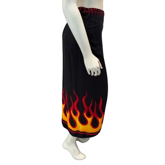 Vintage Rockabilly Hotrod Flame Wrap Skirt