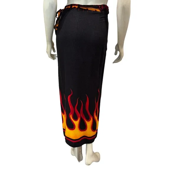 Vintage Rockabilly Hotrod Flame Wrap Skirt