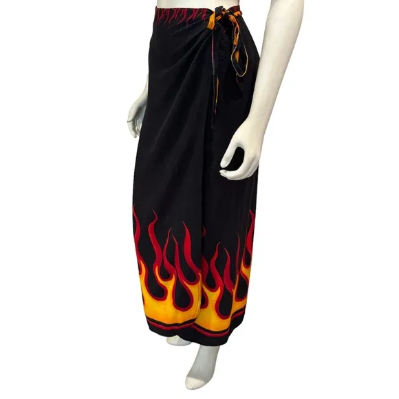 Vintage Rockabilly Hotrod Flame Wrap Skirt