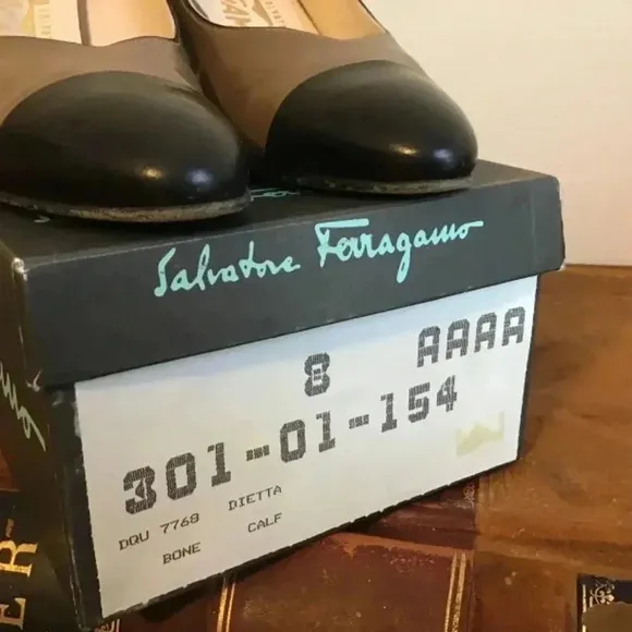 Vintage Salvatore Ferragamo Slingback Two-Tone Shoes.