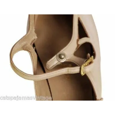 Vintage Shoes Tan/Snakeskin Leather Heel 1920s WALK OVER NIB#8 EU 36 US 6 N
