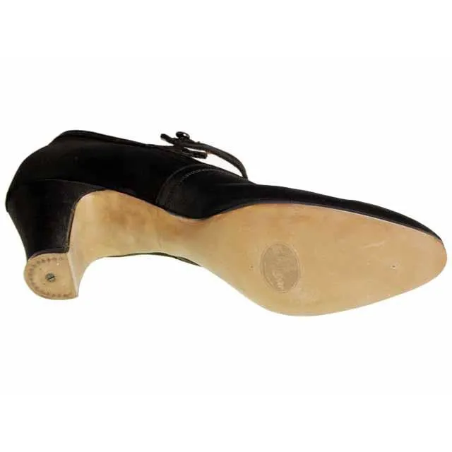 Vintage Single Mary Jane Shoe for Display or Design Black Silk Satin Heel NWOT
