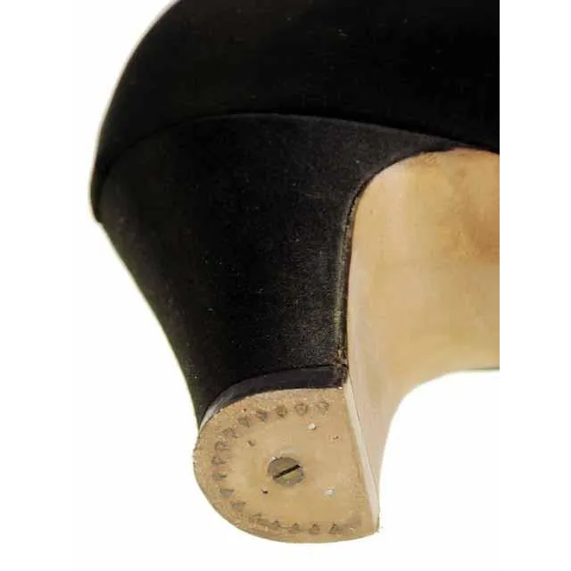Vintage Single Mary Jane Shoe for Display or Design Black Silk Satin Heel NWOT