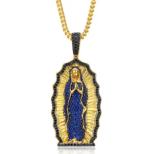 Vintage Virgin Mary Cubic Zircon Prayer Religious Virgencita Necklace
