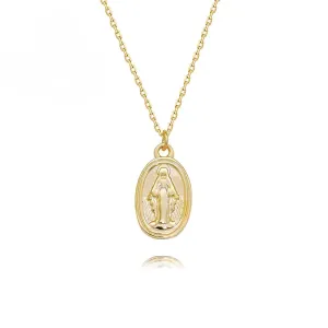 Vintage Virgin Mary Gold Virgencita Necklace