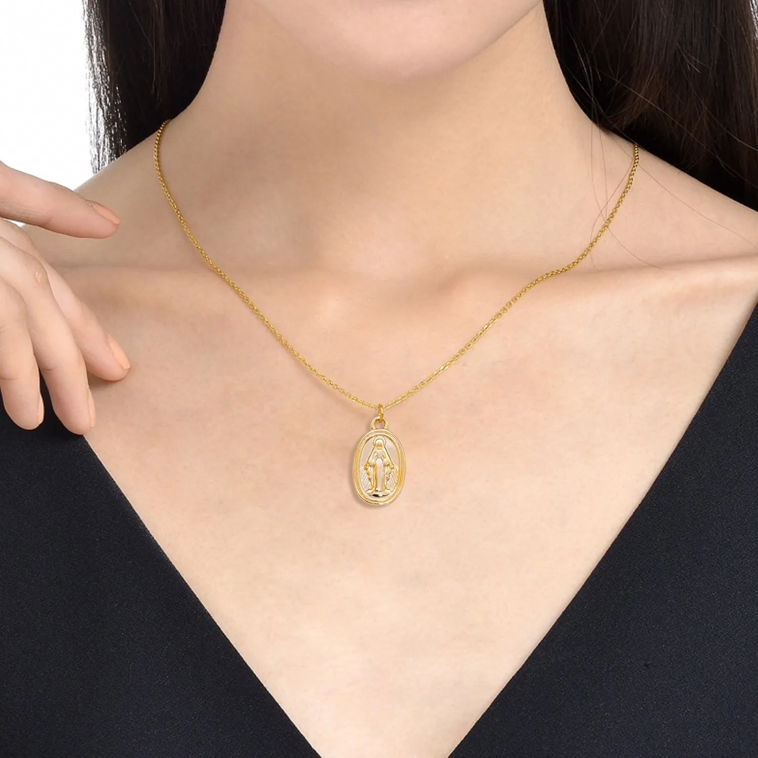 Vintage Virgin Mary Gold Virgencita Necklace