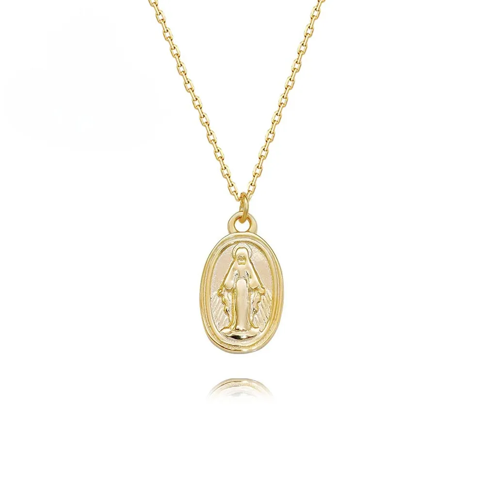 Vintage Virgin Mary Gold Virgencita Necklace