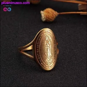 Vintage Virgin Mary Women Religious Gold Rings