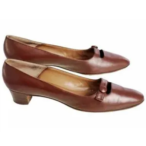 Vintage Womens Brown Leather Shoes Roger Vivier 1960s 9AA Box