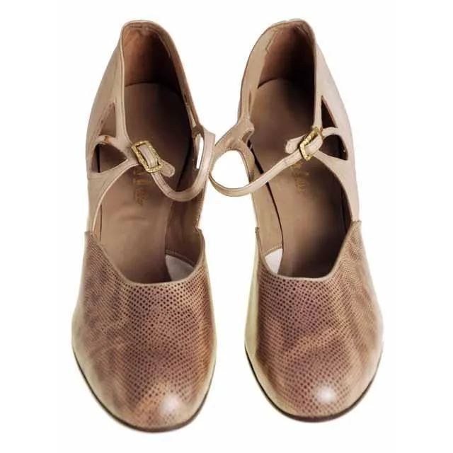 Vintage Womens Shoes Tan/Snakeskin Leather Heel 1920s WALK OVER  Eu 37 US Ladies 6.5