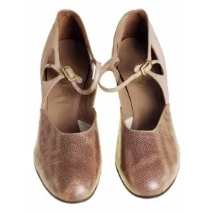 Vintage Womens Shoes Tan/Snakeskin Leather Heel 1920s WALK OVER  Eu 37 US Ladies 6.5
