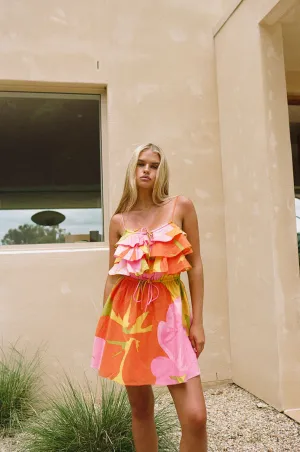 Vitali Frill Dress - Hibiscus
