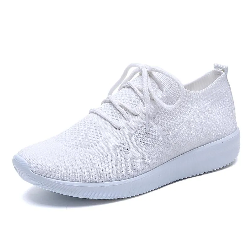 White Sneakers Vulcanize Shoes Summer Ladies Trainer Knitted Shoes Spring Flats