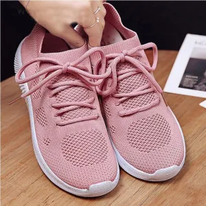White Sneakers Vulcanize Shoes Summer Ladies Trainer Knitted Shoes Spring Flats
