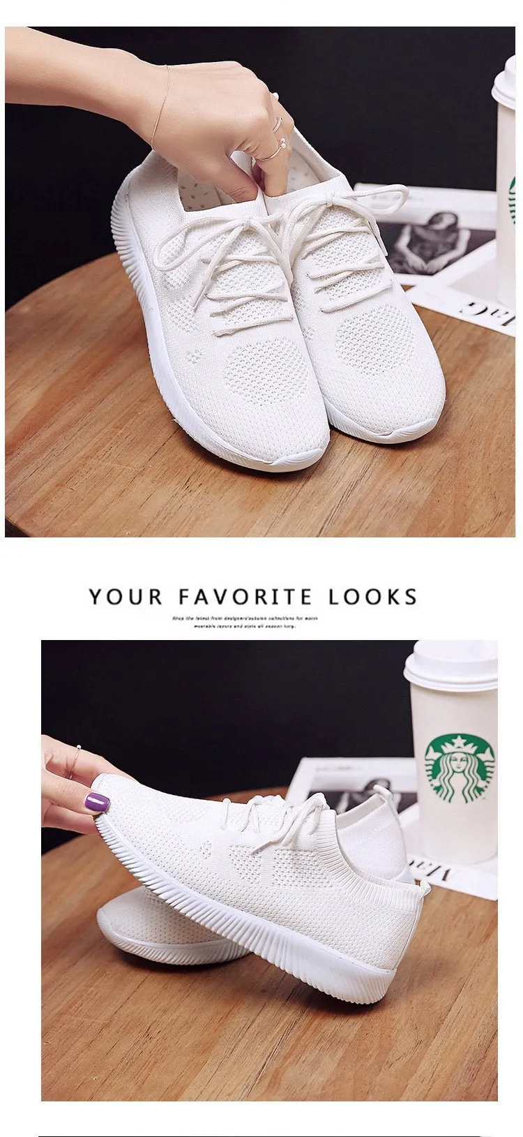 White Sneakers Vulcanize Shoes Summer Ladies Trainer Knitted Shoes Spring Flats