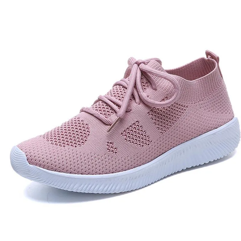 White Sneakers Vulcanize Shoes Summer Ladies Trainer Knitted Shoes Spring Flats