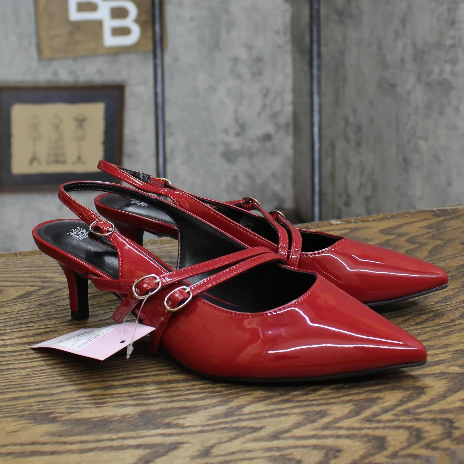 Wild Fable Womens Sasha Wide Width Buckle Slingback Kitten Heels 91307133 Red 8W